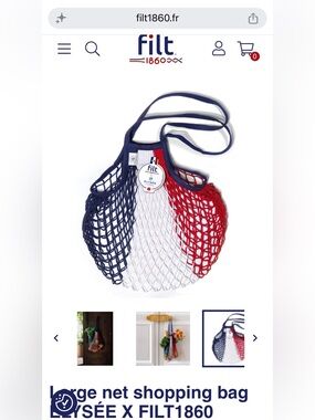 Filt 1860 Tricolor Large Net Shopping Bag - Navy White Red